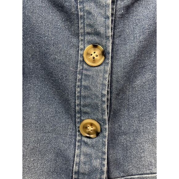 Go Fish Denim Dress Womens 8 Blue Stretch Jean Button Front Sleeveless Smocked - Picture 6 of 8